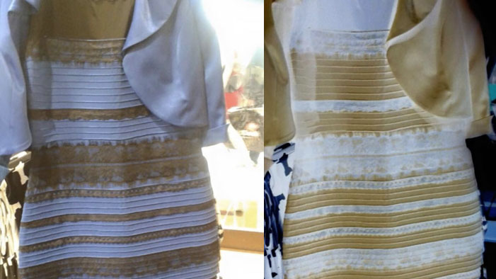 THIS DRESS MIGHT BE WHITE AND GOLD, OR PERHAPS IT IS BLUE AND BLACK ...