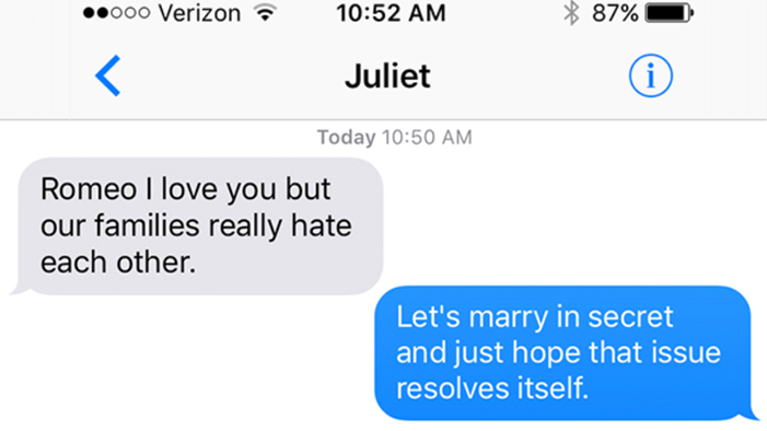 <em>Romeo and Juliet</em> As Told in a Series of Texts