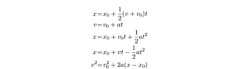 Five Kinematic Equations